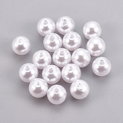 ABS-Kunststoff-Nachahmung Perlen, Runde, weiß, 7.5~8 mm, Bohrung: 2.3 mm, ca. 2000 Stk. / 500 g