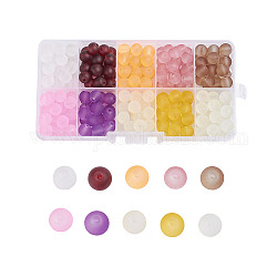Transparente Glasperlen, matt, Runde, Mischfarbe, 6 mm, Bohrung: 1.3~1.6 mm, ca. 550~580 Stk. / Kasten