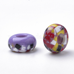 Perles en résine, Perles avec un grand trou   , rondelle, lilas, 14x7.5~8mm, Trou: 5.5mm