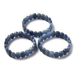 Bracelet extensible en perles de cyanite naturelle, bijoux en pierres précieuses pour femmes, ovale, diamètre intérieur: 2-1/8 pouce (5.4~5.5 cm)