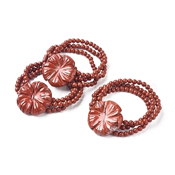 Многожильные эластичные браслеты из натуральной красной яшмы, цветок, 2-1/8 дюйм ~ 2-1/4 дюйма (5.5~5.8 см)