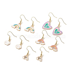 Boucles d'oreilles en alliage émaillé, bijoux en laiton pour femmes, forme mixte, couleur mixte, 28~38mm, pin: 0.7 mm