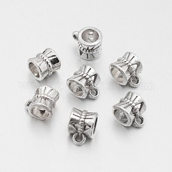 Antique Silver Tibetan Style Hangers, Bail Beads, Lead Free, Size: about 11mm long, 7mm wide, 6mm thick, hole: 2mm