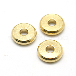 Perles séparateurs en laiton, disque, Perles de disque, or, 10x2.5mm, Trou: 3mm