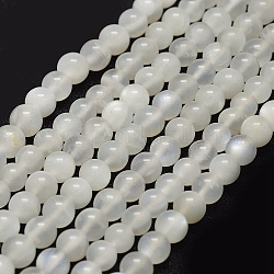 Natürlichen weißen Mondstein Perlen Stränge, Runde, 5 mm, Bohrung: 1 mm, ca. 80~83 Stk. / Strang, 15.7 Zoll (40 cm)