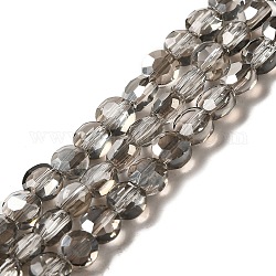 Chapelets de perles en verre, facette, plat rond, grises , 6x4mm, Trou: 1mm, Environ 72 pcs/chapelet, 15.7 pouce