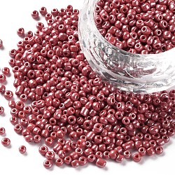 (servizio di reimballaggio disponibile) perline di semi di vetro, colori opachi , tondo, rosso, 6/0, 4mm, Foro: 1 mm, su 12 g / borsa