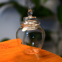Mini bocal en verre, boîte, avec couvercle, pour les accessoires de maison de poupée faisant semblant de décorations d'accessoires, clair, 30x48mm