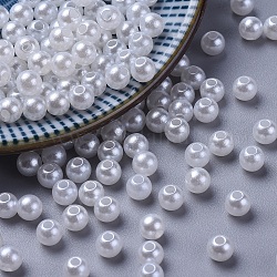 Bianco imitazione grosso allentati acrilici rotondi perline spacer perle per gioielli bambini, 5mm, Foro: 1 mm