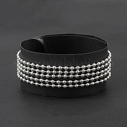 304 pulsera de múltiples hilos de cadenas de bolas de acero inoxidable para mujer, plata, 7-1/8 pulgada (18 cm)