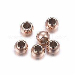 Ion Plating(IP) 304 Stainless Steel Beads, Rondelle, Rose Gold, 2.5x1.8mm, Hole: 1.2mm