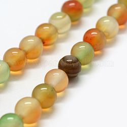Natural Peacock Agate Beads Strands, Dyed & Heated, Round, 8mm, Hole: 1mm, about 48pcs/strand, 15.1 inch