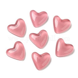 Кабошоны из полупрозрачной смолы, сердце, розовые, 24x25.5x8 мм