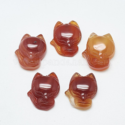 Pendentifs d'agate cornaline naturelle / rouge, fox, 22.5~23x19~20x8.5~9.5mm, Trou: 1mm