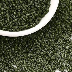 Perles de rocaille cylindriques, couleurs mates, taille uniforme, vert olive foncé, 2x1.3~1.5mm, Trou: 0.8~1mm, environ 40000 pcs / sachet , 450 g / sac