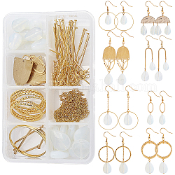 Kits de fabricación de pendientes de opalita gota de diy sunnyclue, incluir cadenas de latón, 304 fornitura de joyería de hierro y acero inoxidable, dorado