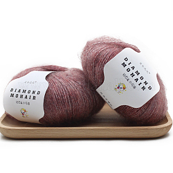 Hilo de tejer de lana mohair de fibra acrílica, Para bebé chal bufanda muñeca suministros de ganchillo, marrón rosado, 0.9mm, alrededor de 284.34 yarda (260 m) / rollo