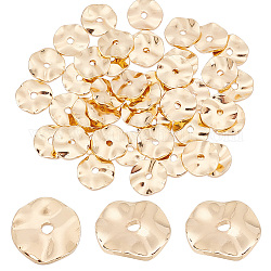 PH PandaHall 50PCS 14k Gold Plated Spacer Beads, 8mm Flat Round Metal Beads Brass Wavy Disc Beads Jewelry Loose Beads for DIY Bracelet Necklace Earring Craft Supplies, Hole: 1.2mm