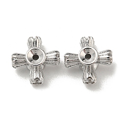 Messing Perlen, Kreuz, Echt platiniert, 9x9x4 mm, Bohrung: 1 mm