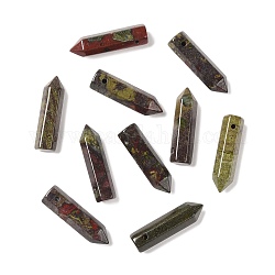 Pendentifs pointus en sang de dragon naturel, facette, balle, 30~33x8~9mm, Trou: 1.4~1.6mm