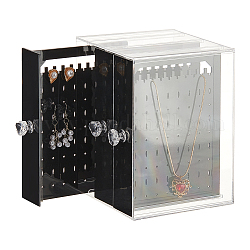 NBEADS Acrylic Jewelry Storage Box Earring Display Stand, 3 Vertical Drawer Earrings Organizer Holder Case Jewelry Hanger Storage Box for Stud Dangle Earring Necklace Jewelry, Black