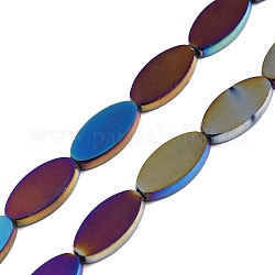 Abalorios de vidrio, oval, púrpura, 19x10x3.5mm, agujero: 1.4 mm, aproximamente 22 pcs / cadena, 16.93'' (43 cm)