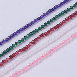Chapelets de perles de jade naturel, facette, ronde, couleur mixte, 3~3.5x2.5~3mm, Trou: 0.3mm, Environ 114~141 pcs/chapelet, 15.1~16.4 pouce (38.4~41.8 cm)