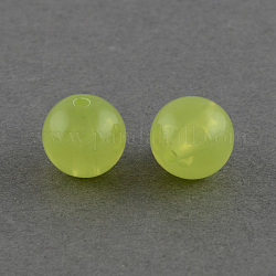 Perles en acrylique de gelée d'imitation, ronde, vert jaune, 12mm, Trou: 2mm, environ 200 pcs/200 g
