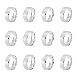 Unicraftale 12 pz 201 anello a fascia semplice in acciaio inossidabile per uomo donna, colore opaco del platino, misura degli stati uniti 12 (21.4mm)