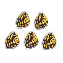 Печатные полупрозрачные акриловые подвески, бабочка, желтые, 19x15x2 мм, отверстие : 1.5 мм