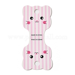 Tarjetas plegables de cartón con forma de gato para exhibición de joyas, para guardar collares y pulseras, rosa perla, 11x5x0.04 cm, agujero: 8 mm