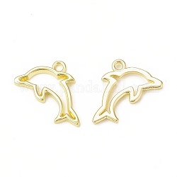 Rack Plating Alloy Dolphin Open Back Bezel Charms, For DIY UV Resin, Epoxy Resin, Pressed Flower Jewelry, Cadmium Free & Nickel Free & Lead Free, Light Gold, 14x22.5x2mm, Hole: 2mm