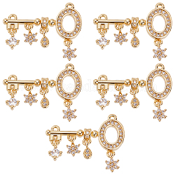 Beebeecraft 5Pcs/Box Cubic Zirconia Key Charms 18K Gold Plated Brass Skeleton Keys Charms with Snowflake Pendants Craft Supplies for DIY Bracelet Jewelry Finding Making