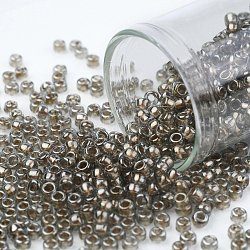 Toho perles de rocaille rondes, Perles de rocaille japonais, (993) diamant noir doublé doré, 8/0, 3mm, Trou: 1mm, environ 1110 pcs/50 g