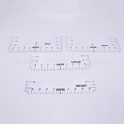 Righelli multifunzione in pvc, righello per cucire su misura, chiaro, 64~127x255x0.5mm, 4 pc / set