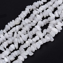 Chapelets de perles de jade blanche naturelle, puce, 3~16x3~8mm, Trou: 0.7mm, 32.28'' (82 cm)