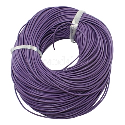 Cordón de cuero de vaca, cable de la joya de cuero, material de toma de diy joyas, redondo, teñido, púrpura, 1.5mm