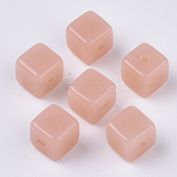 Imitation Jelly Acrylic Beads, Cube, Light Salmon, 12x12x12mm, Hole: 2.5mm