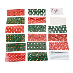 Бюджетные конверты из мелованной бумаги для экономии денежных средств, с рождественской открыткой, бюджетные листы и наклейки на этикетках, разноцветные, прямоугольные, разноцветные, 180x80x0.1 мм