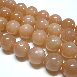Chapelets de perles de sunstone naturelle naturelles, ronde, saumon noir, 12mm, Trou: 1mm