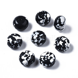 Perline turchese sintetico, tinto, rondelle, nero, 10x7mm, Foro: 1.2 mm