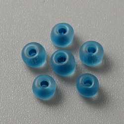 Transparent matt Glasperlen, Rondell, Deep-Sky-blau, 5x3.5 mm, Bohrung: 1.2 mm, ca. 2400 Stk. / 200 g