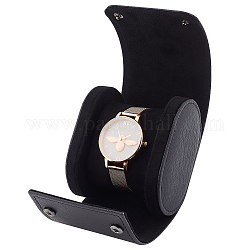 BENECREAT Black Leather Watch Storage Box, Single Watch Storage with Suede Lining for Travel, Home Storage, Business Trips, Father's Day Gifts