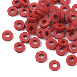 Manuell Polymer Ton Perlen, für DIY Schmuck Bastelbedarf, Disc / Flachrund, heishi Perlen, indian red, 4x1 mm, Bohrung: 1 mm, ca. 55000 Stk. / 1000 g