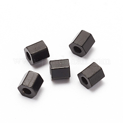 Cuentas espaciadoras de 304 acero inoxidable, hexágono, electroforesis negro, 3.2x3.2x3mm, agujero: 1.4 mm