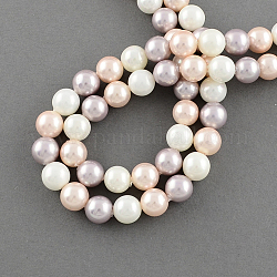 Shell Bead Strands, Imitation Pearl Bead, Grade A, Round, Thistle, 6mm, Hole: 0.5mm, 63~64pcs/strand, 15 inch