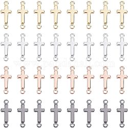 arricraft 32 Pcs 4 Colors Cross Links Connectors, Brass Sideways Cross Connector Charms Metal Crucifix Pendant Links for DIY Bracelet Necklace Jewelry Craft Making