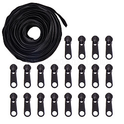 BENECREAT 20pcs Plastic Zipper Pull Sliders and 10m Nylon Coil Zippers Instant Replacement Zipper Repair Kit Plastic Garment Accessories (Head Size 37x11x11mm)