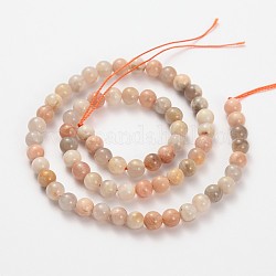 Natural Moonstone & Sunstone Round Beads Strands, 10mm, Hole: 1mm, about 39pcs/strand, 15 inch