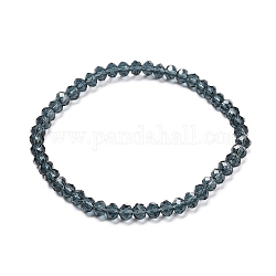 Bracelet extensible en perles rondelles de verre à facettes pour enfant, bracelet en verre transparent, bleu ardoise, 4x3.5mm, diamètre intérieur: 1-7/8 pouce (4.8 cm)